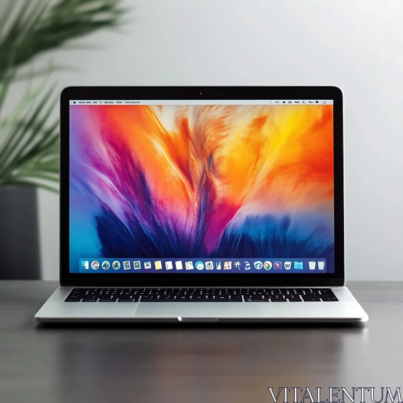 Sleek Laptop with Stunning Abstract Background AI Image