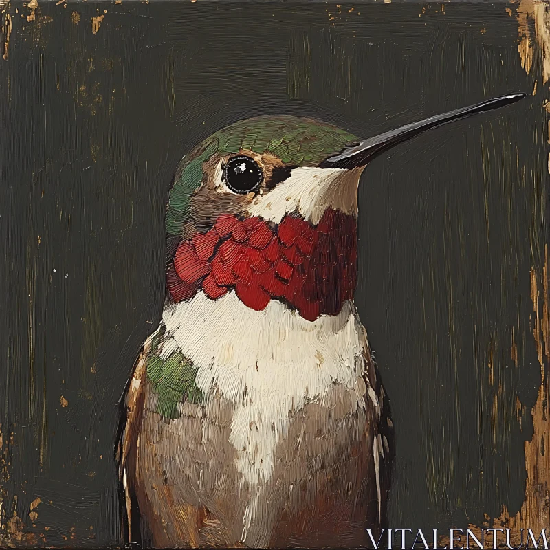 AI ART Painted Hummingbird Portrait on Dark Background