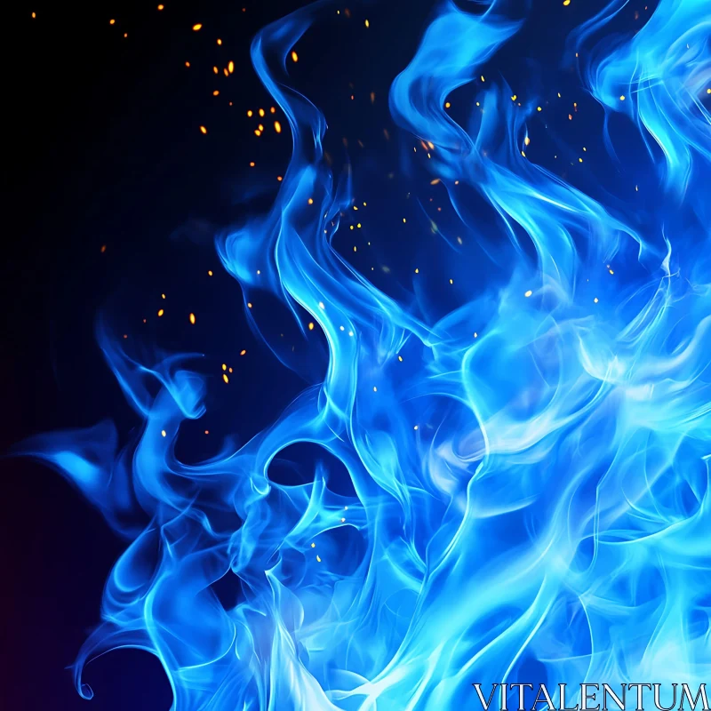 Blue Fire with Sparks AI Image