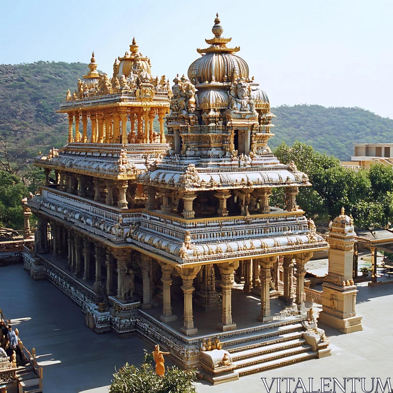 Ornate Temple Architecture in Sunlight AI Image