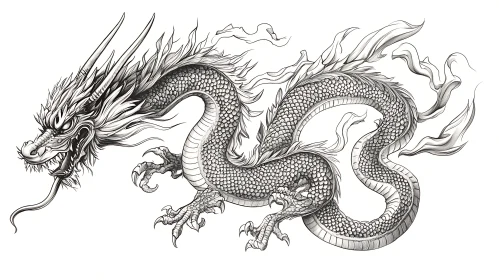 Monochrome Dragon Drawing