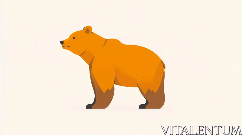 Simple Orange Bear Art AI Image