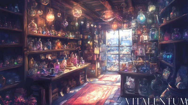 AI ART Alchemist's Study: A Still Life of Potions