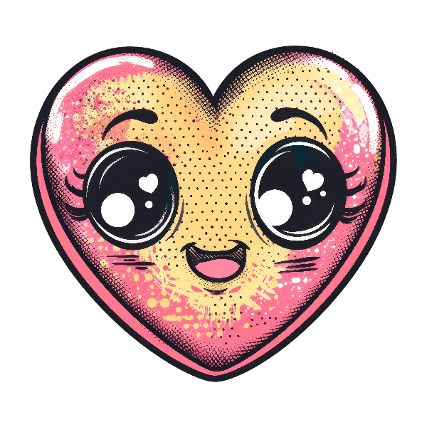 Smiling Heart With Expressive Eyes POD Design