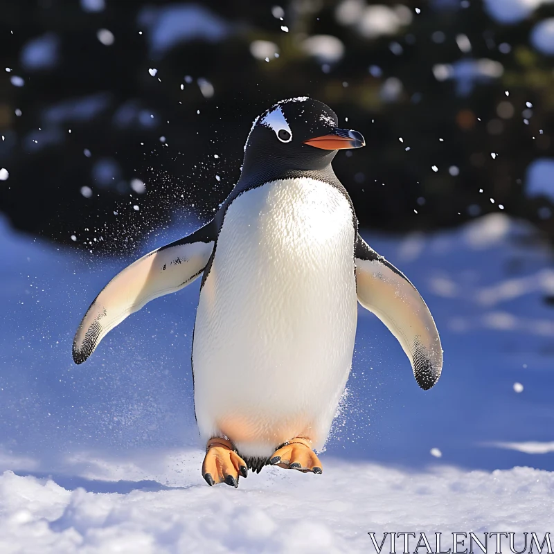 AI ART Penguin Jumping in Snow