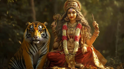 Goddess and Tiger Portrait