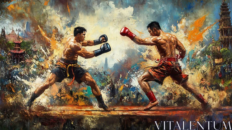 AI ART Fighters in Action Painting