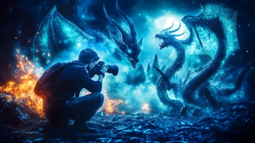 Photographer and Dragons in a Fantasy World