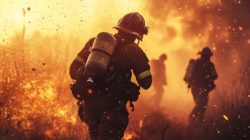 Brave Firefighters in Action Amid Intense Flames