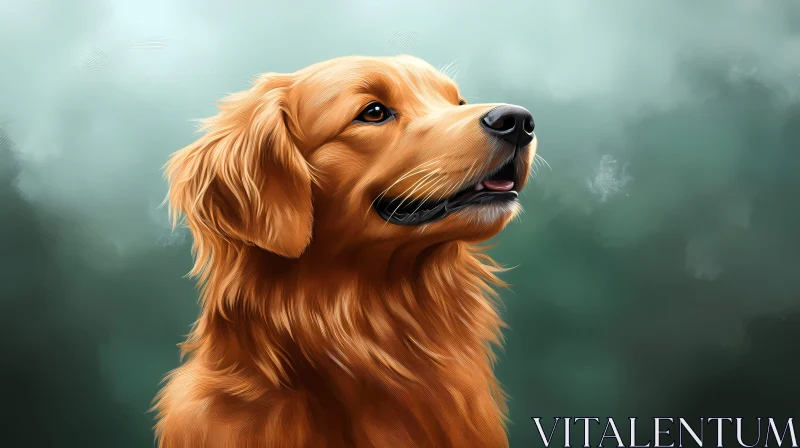 Digital Painting of Golden Retriever AI Image