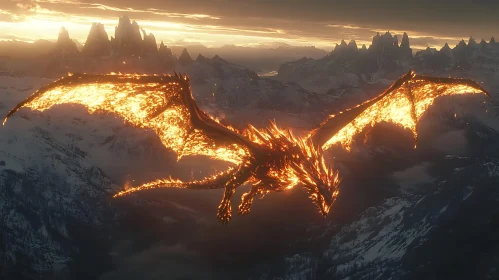 Dragon Ablaze Over the Mountains