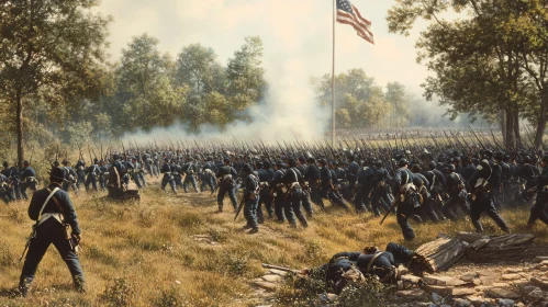 Historical Battle Scene with Soldiers