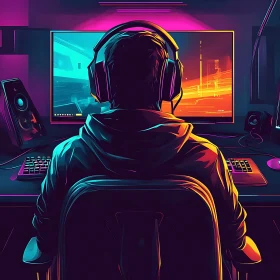 Modern Digital Workspace with Vibrant Lighting