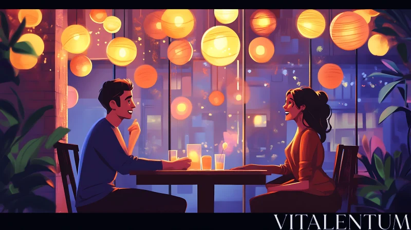 Lanterns Light Up A Romantic Evening AI Image