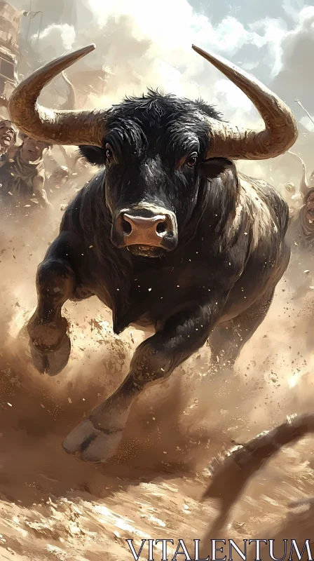 Dynamic Bull in Motion AI Image