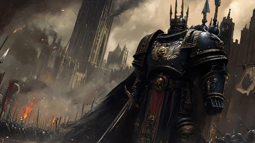 Armored Warrior in War Scene