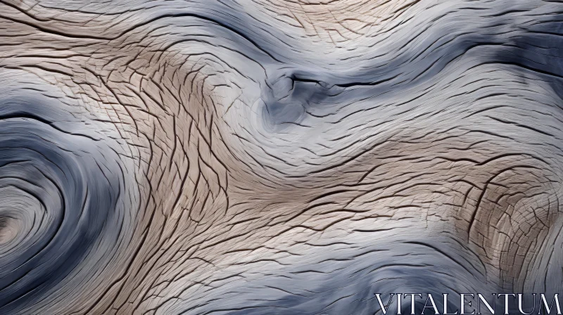 Abstract Wood Waves in Beige and Azure - Mystical Terrains AI Image