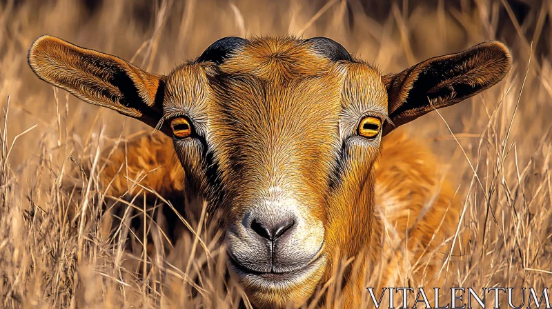 Wild Goat in Grass AI Image