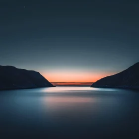 Peaceful Evening Seascape with Mountain View
