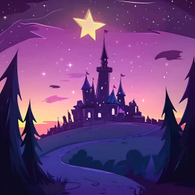 Whimsical Castle and Starry Sky Art