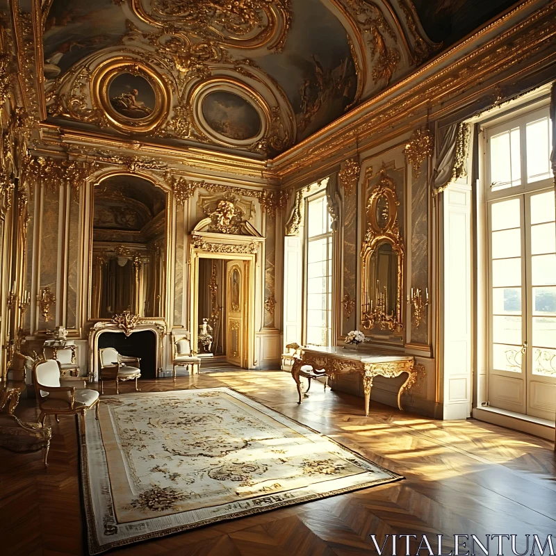 Opulent Palace Room with Ornate Details AI Image