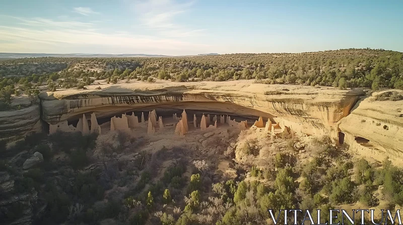 Canyon's Ancient Cliff Dwelling AI Image