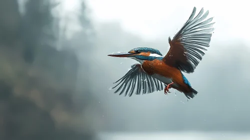 Elegant Kingfisher in Mist