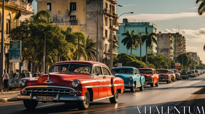 Classic Cars on Havana Streets: A Nostalgic Journey AI Image