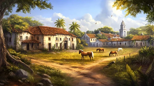 Rural Landscape with Horses