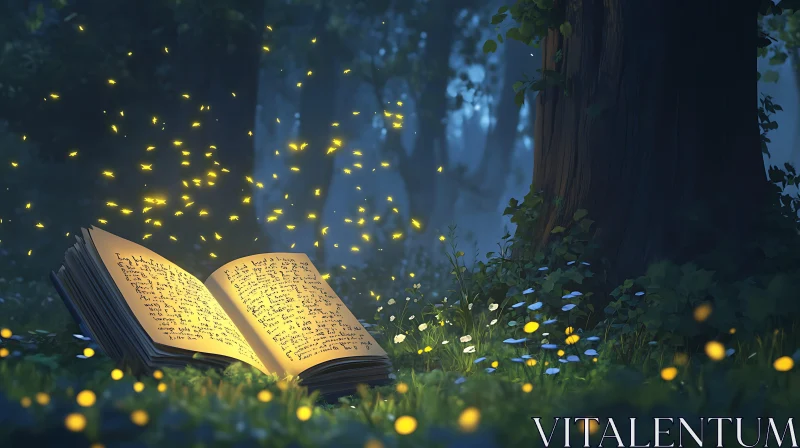 AI ART Mystical Forest Book Scene