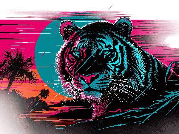 POD Design Colorful Tropical Tiger Art