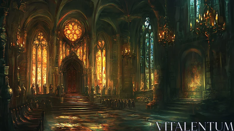 AI ART Gothic Church Hall with Sunlight