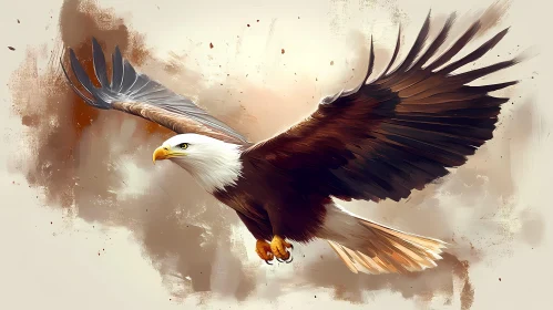 Illustration of a Soaring Bald Eagle