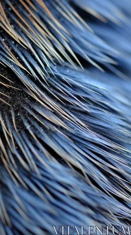 Exquisite Detail of Blue Chicken Feathers Close-Up AI Image