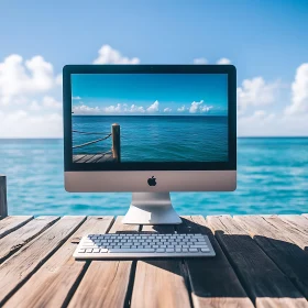 Ocean View with Computer Display