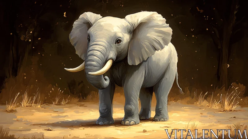 Artistic Elephant Portrait AI Image