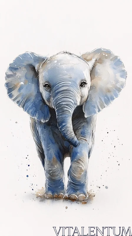 Cute Young Elephant Painting AI Image