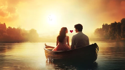 Sunset Serenade: A Couple's Boat Ride