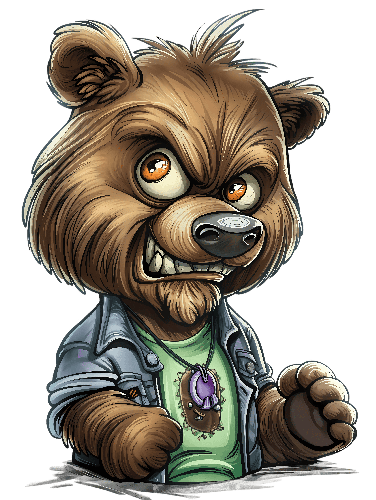 Fashionable Cartoon Bear Ready to Fight - Illustrated Art POD Design