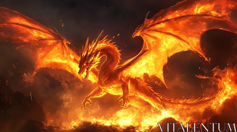 AI ART Legendary Fire Dragon Art