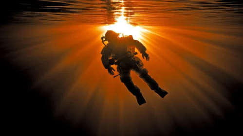 Golden Silhouette of Scuba Diver: War Photography