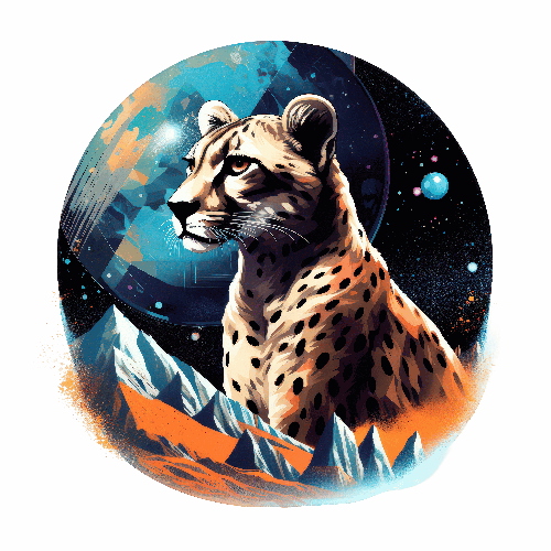 Surreal Digital Painting of a Cheetah under a Starry Sky