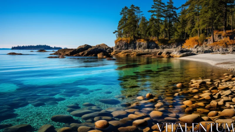 Vivid Coastal Landscape in Bold Colors AI Image