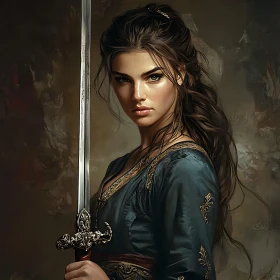 Female Warrior with Sword in Hand