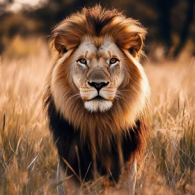 Lion in Golden Field