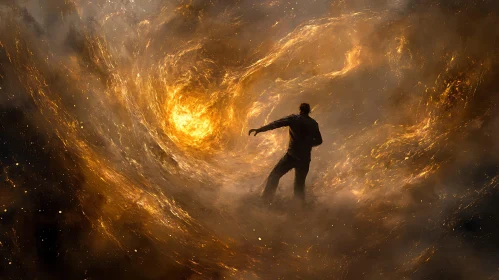 Figure and Swirling Light
