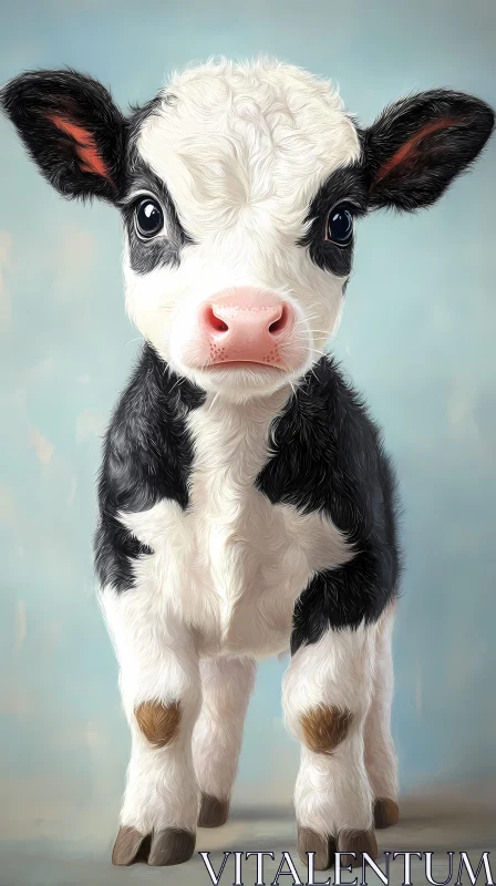 AI ART Charming Fluffy Calf with Expressive Eyes