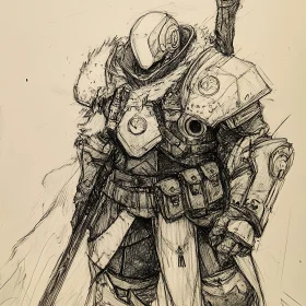 Armored Warrior: A Detailed Sketch