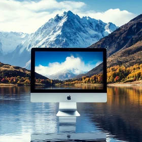 Computer Display in a Mountainous Setting