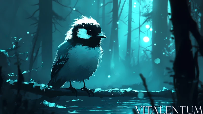 AI ART Ethereal Bird in Glowing Woods